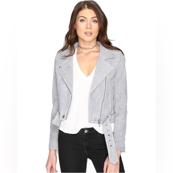 Blank NYC Jackets & Blazers - Blank NYC Cloud Grey Suede Leather Moto Biker Jacket Size Medium